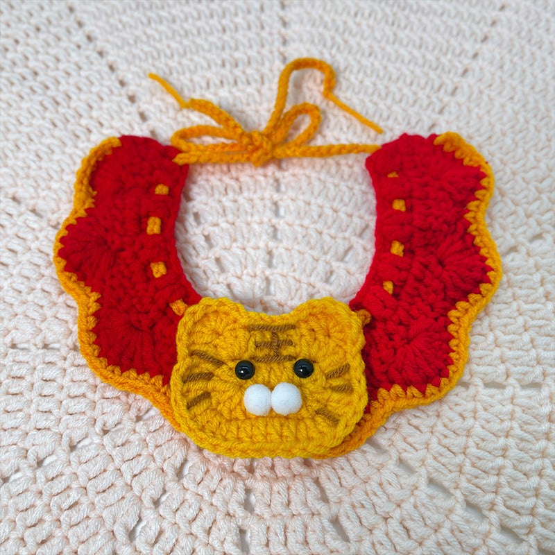  Handmade Crochet Pet Collar with Flower & Bell - Festive Knit Neckwear  Free Shipping Over $20