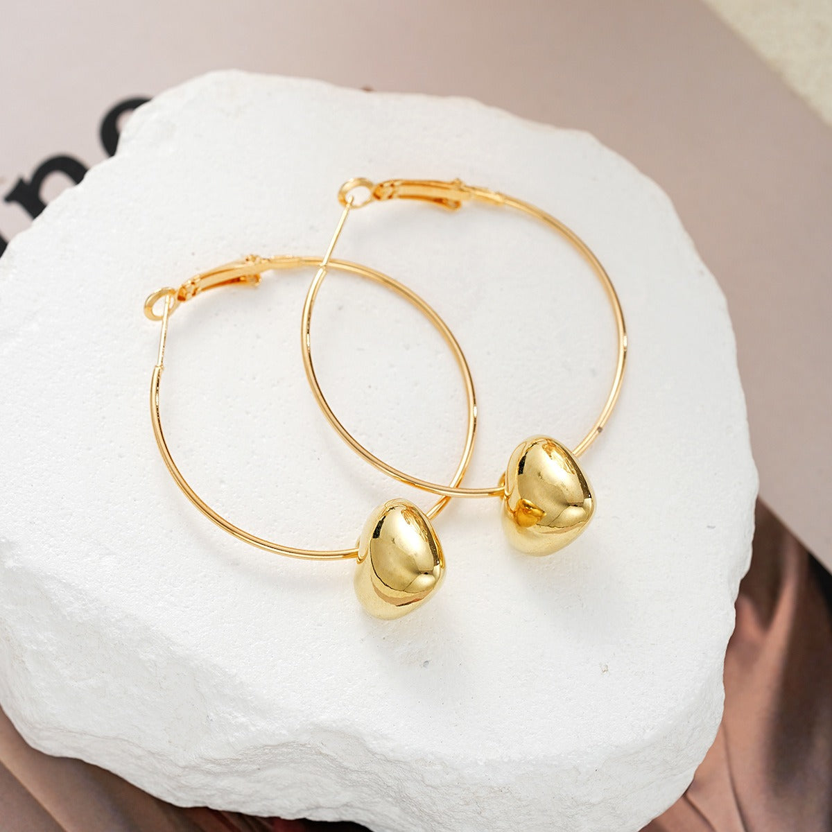 Trendy Gold Heart Hoop Earrings – Minimalist Metal Heart Drop Hoops  Free Shipping Over $20