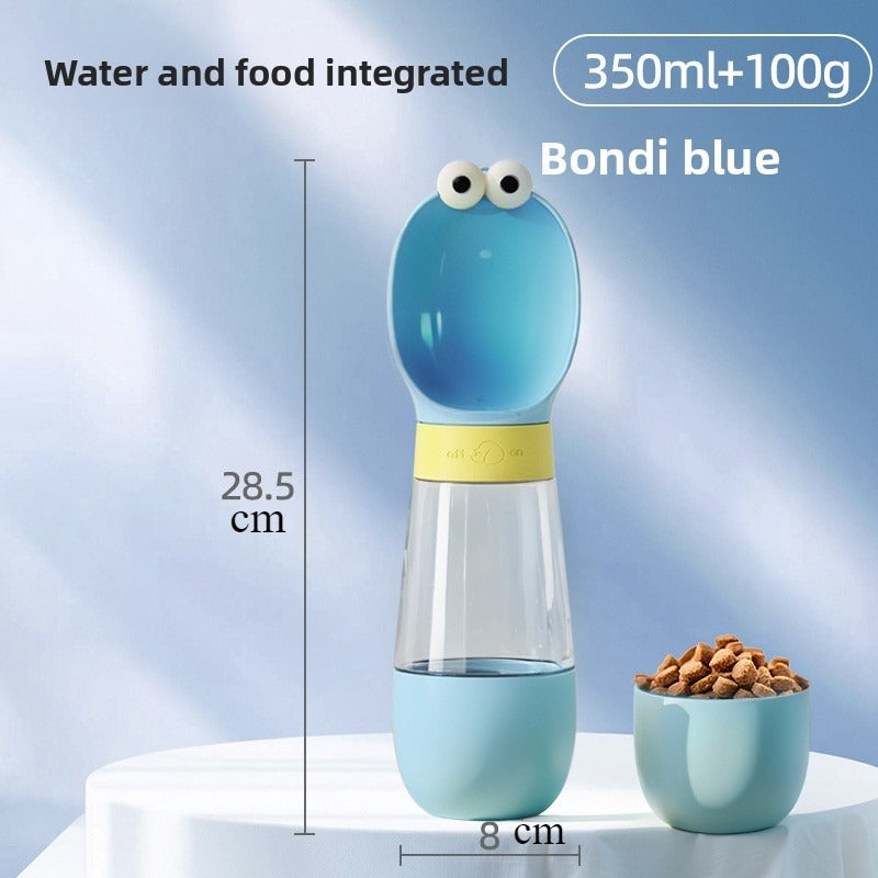 2-in-1 Portable Pet Water Bottle & Food Dispenser with Frog Design  Free Shipping Over $20