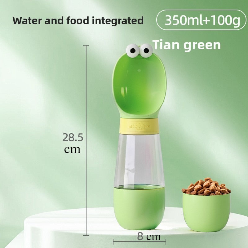 2-in-1 Portable Pet Water Bottle & Food Dispenser with Frog Design  Free Shipping Over $20