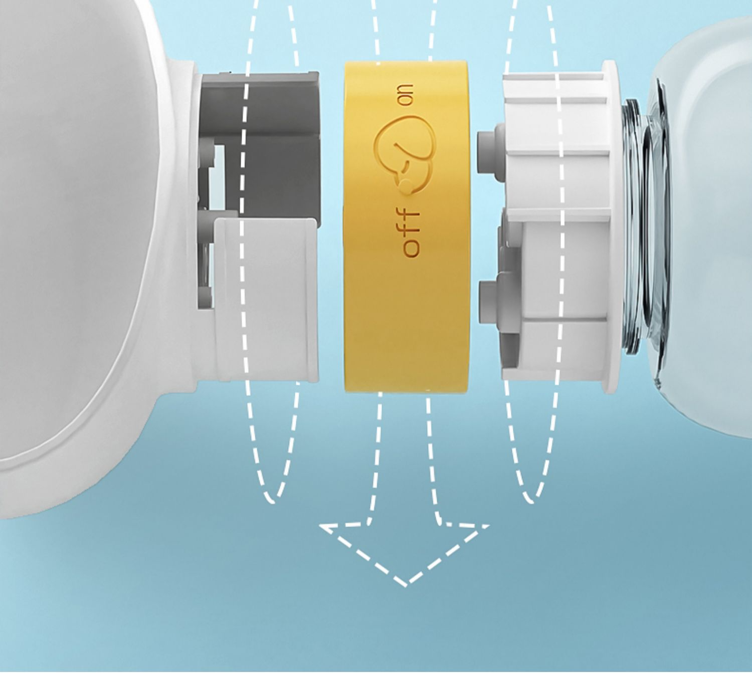Close-up of the internal structure of the portable pet water bottle, highlighting the leak-proof design and food-grade materials