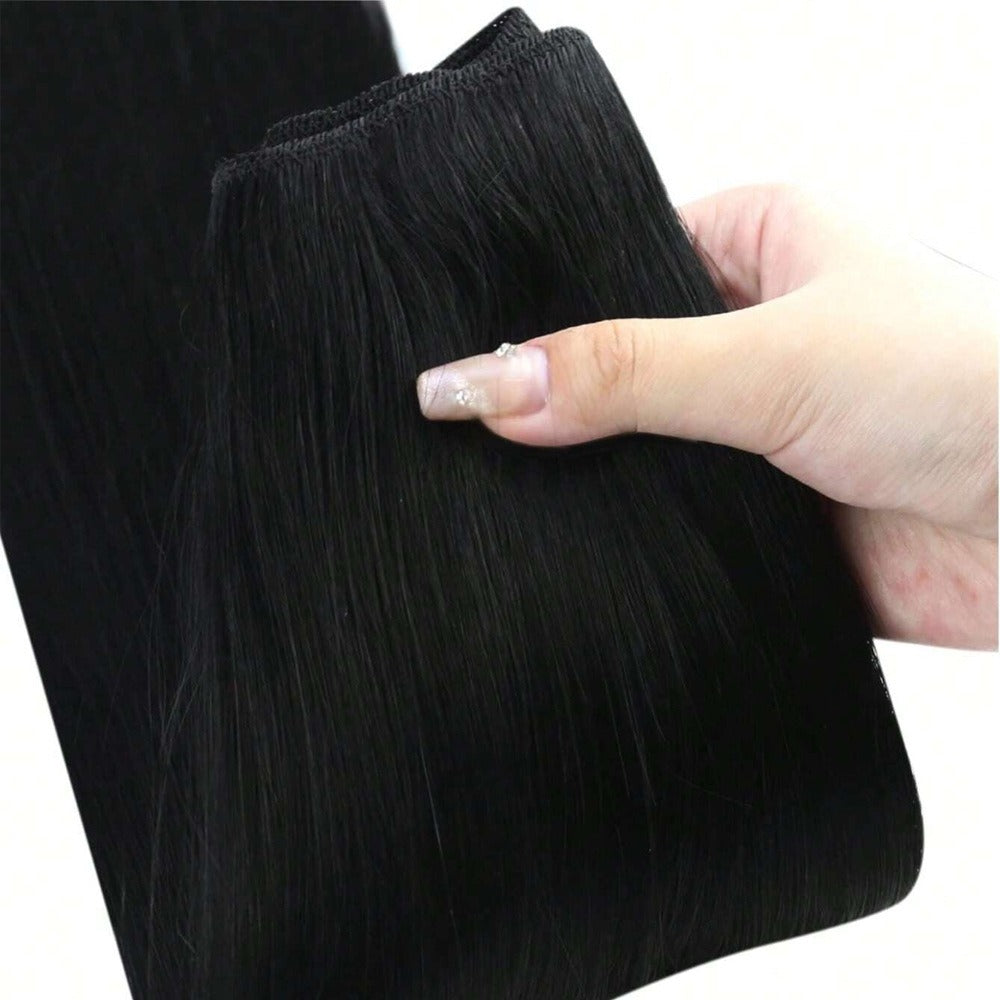 Product infographic showcasing the premium quality and natural straight texture of the 12A hair bundles.