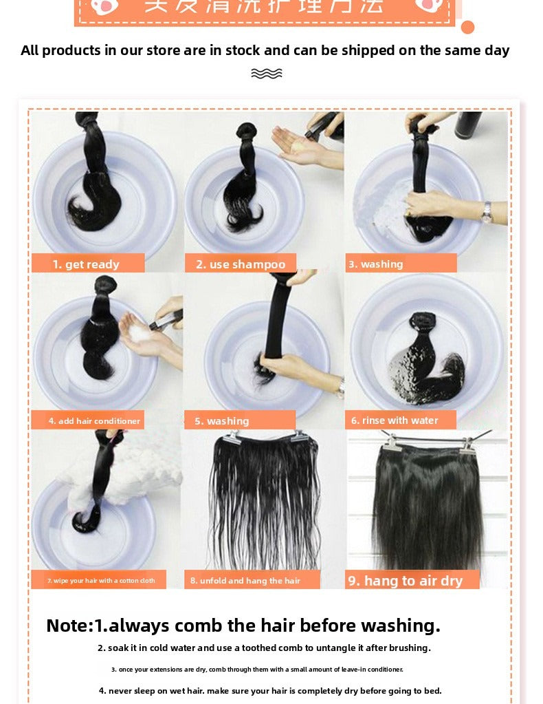 Wig installation guide infographic: step-by-step instructions for wearing and styling the HD closure wig