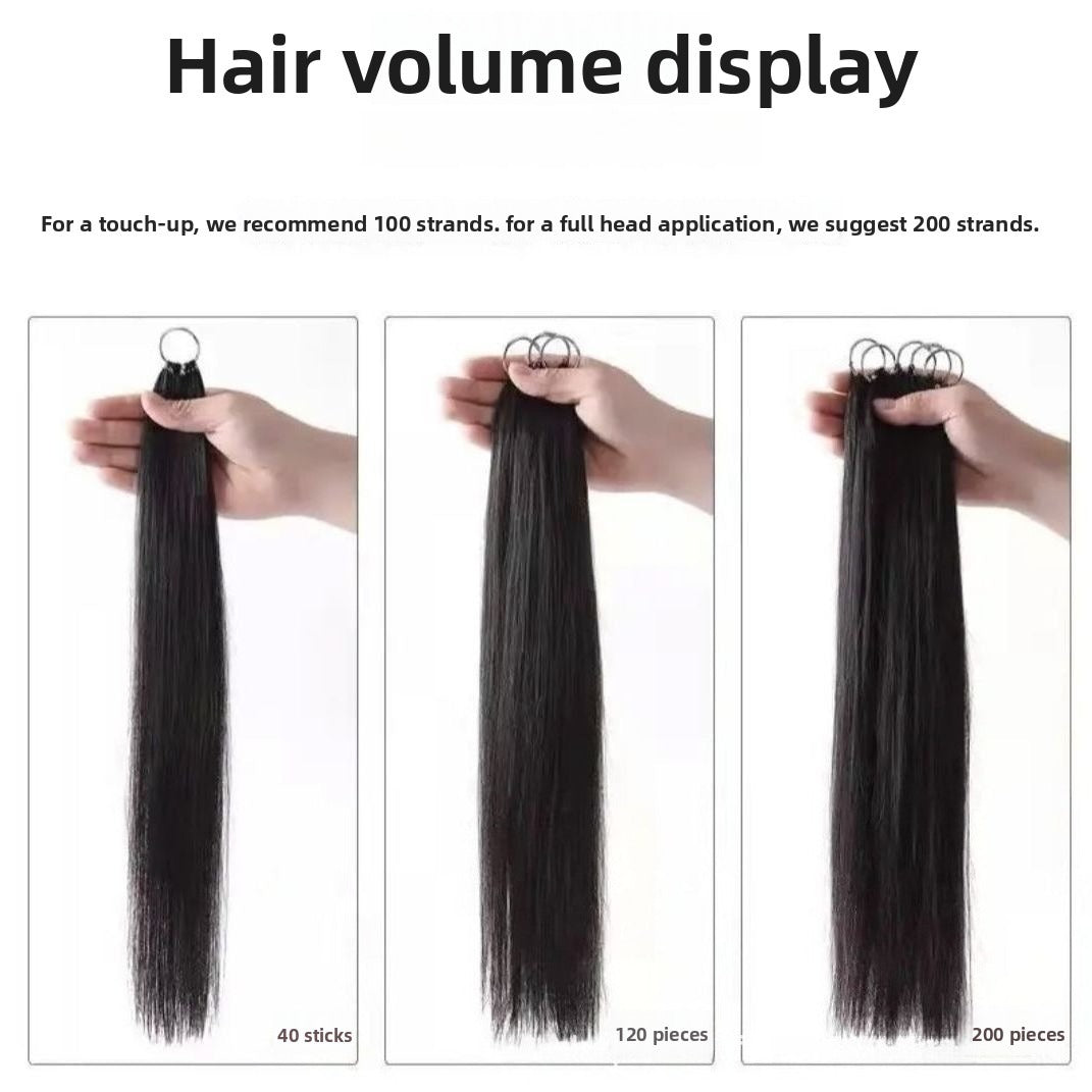 3rd Gen Feather Hair Extensions - Hair volume display: 40 strands for touch-up, 120 strands for medium volume, 200 strands for full head